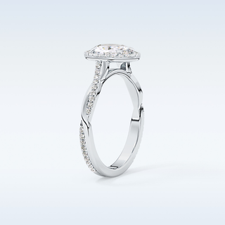 0.83 CT Halo & Pave Engagement Ring Featuring Oval Moissanite