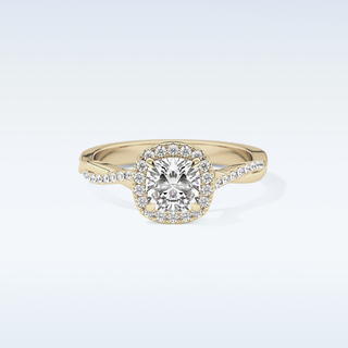 0.86 CT Halo & Pave Engagement Ring Featuring Cushion Moissanite