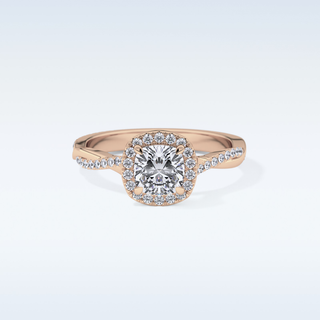 0.86 CT Halo & Pave Engagement Ring Featuring Cushion Moissanite