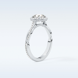 0.86 CT Halo & Pave Engagement Ring Featuring Cushion Moissanite