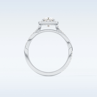 0.86 CT Halo & Pave Engagement Ring Featuring Cushion Moissanite