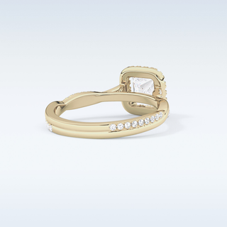 0.78 CT Halo & Pave Engagement Ring Featuring Princess Moissanite