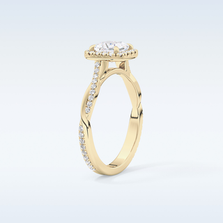 0.78 CT Halo & Pave Engagement Ring Featuring Princess Moissanite