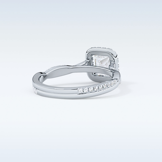0.78 CT Halo & Pave Engagement Ring Featuring Princess Moissanite