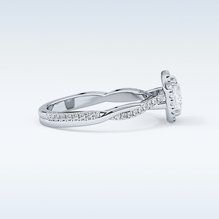 0.78 CT Halo & Pave Engagement Ring Featuring Princess Moissanite