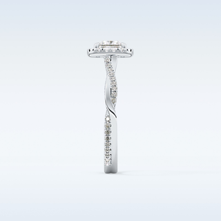 0.78 CT Halo & Pave Engagement Ring Featuring Princess Moissanite