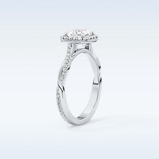 0.78 CT Halo & Pave Engagement Ring Featuring Princess Moissanite