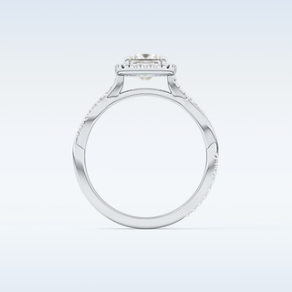 0.78 CT Halo & Pave Engagement Ring Featuring Princess Moissanite