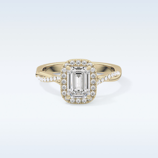 1.02 CT Halo & Pave Engagement Ring Featuring Emerald Moissanite