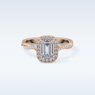 1.02 CT Halo & Pave Engagement Ring Featuring Emerald Moissanite