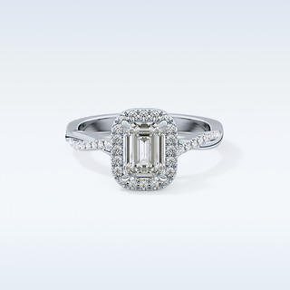 1.02 CT Halo & Pave Engagement Ring Featuring Emerald Moissanite