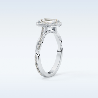 1.02 CT Halo & Pave Engagement Ring Featuring Emerald Moissanite