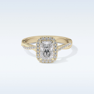 1.21 CT Halo & Pave Engagement Ring Featuring Radiant Moissanite