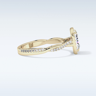 1.21 CT Halo & Pave Engagement Ring Featuring Radiant Moissanite