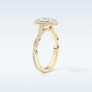 1.21 CT Halo & Pave Engagement Ring Featuring Radiant Moissanite