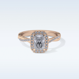 1.21 CT Halo & Pave Engagement Ring Featuring Radiant Moissanite