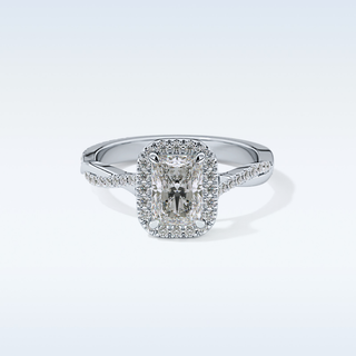 1.21 CT Halo & Pave Engagement Ring Featuring Radiant Moissanite