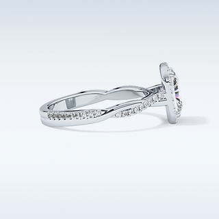 1.21 CT Halo & Pave Engagement Ring Featuring Radiant Moissanite