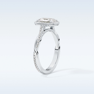 1.21 CT Halo & Pave Engagement Ring Featuring Radiant Moissanite