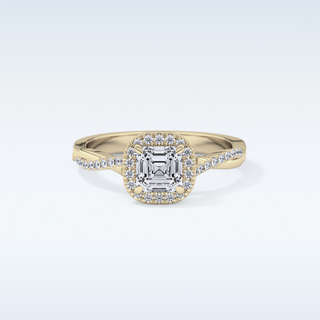 0.65 CT Halo & Pave Engagement Ring Featuring Asscher Moissanite 7
