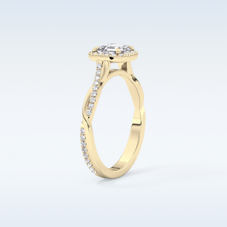 0.65 CT Halo & Pave Engagement Ring Featuring Asscher Moissanite 11