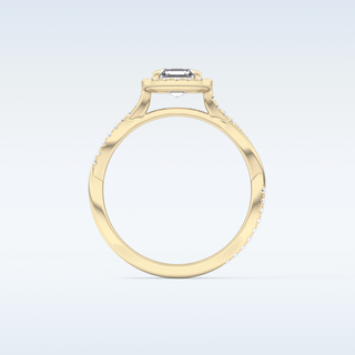 0.65 CT Halo & Pave Engagement Ring Featuring Asscher Moissanite 12