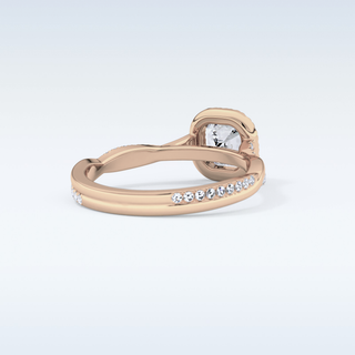 0.65 CT Halo & Pave Engagement Ring Featuring Asscher Moissanite 14