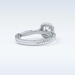 0.65 CT Halo & Pave Engagement Ring Featuring Asscher Moissanite 2