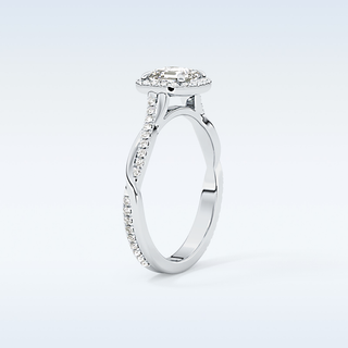 0.65 CT Halo & Pave Engagement Ring Featuring Asscher Moissanite 4