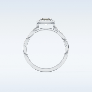 0.65 CT Halo & Pave Engagement Ring Featuring Asscher Moissanite 5
