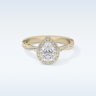 0.81 CT Halo & Pave Engagement Ring Featuring Pear Moissanite