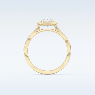 0.81 CT Halo & Pave Engagement Ring Featuring Pear Moissanite