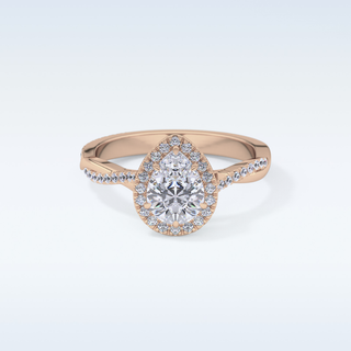0.81 CT Halo & Pave Engagement Ring Featuring Pear Moissanite