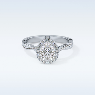 0.81 CT Halo & Pave Engagement Ring Featuring Pear Moissanite
