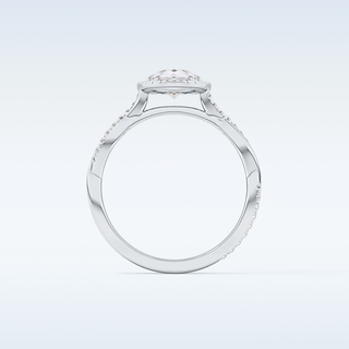 0.81 CT Halo & Pave Engagement Ring Featuring Pear Moissanite