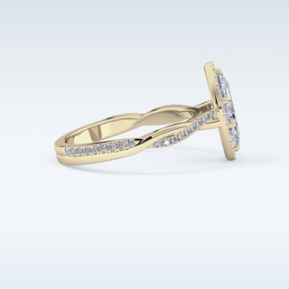 0.86 CT Halo & Pave Engagement Ring Featuring Marquise Moissanite