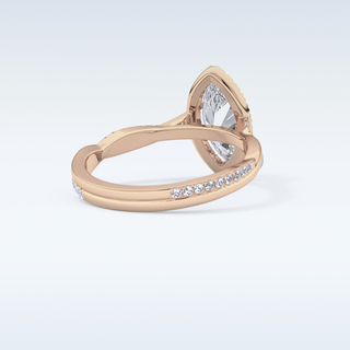 0.86 CT Halo & Pave Engagement Ring Featuring Marquise Moissanite