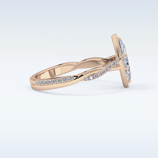 0.86 CT Halo & Pave Engagement Ring Featuring Marquise Moissanite