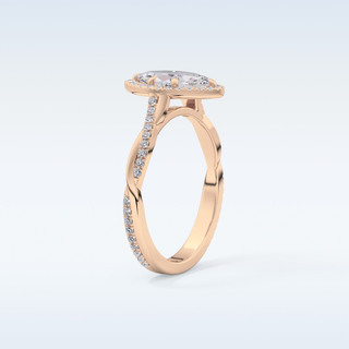 0.86 CT Halo & Pave Engagement Ring Featuring Marquise Moissanite