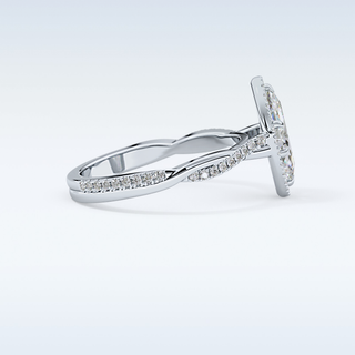 0.86 CT Halo & Pave Engagement Ring Featuring Marquise Moissanite