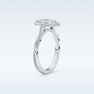 0.86 CT Halo & Pave Engagement Ring Featuring Marquise Moissanite