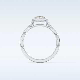 0.86 CT Halo & Pave Engagement Ring Featuring Marquise Moissanite