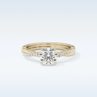 1.03 CT Criss Cross & Pave Engagement Ring Featuring Round Moissanite