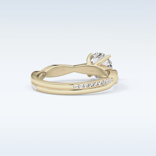 1.03 CT Criss Cross & Pave Engagement Ring Featuring Round Moissanite