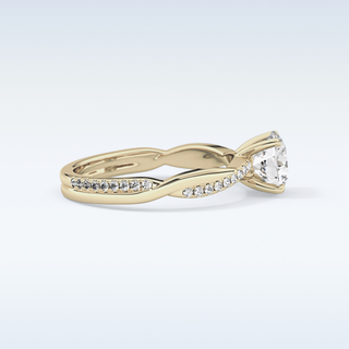 1.03 CT Criss Cross & Pave Engagement Ring Featuring Round Moissanite