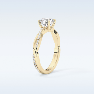 1.03 CT Criss Cross & Pave Engagement Ring Featuring Round Moissanite