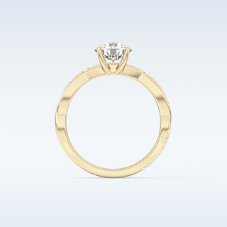 1.03 CT Criss Cross & Pave Engagement Ring Featuring Round Moissanite
