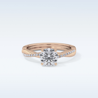 1.03 CT Criss Cross & Pave Engagement Ring Featuring Round Moissanite