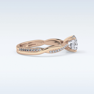 1.03 CT Criss Cross & Pave Engagement Ring Featuring Round Moissanite