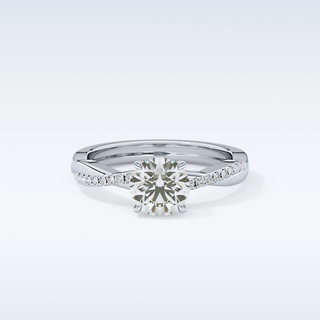 1.03 CT Criss Cross & Pave Engagement Ring Featuring Round Moissanite